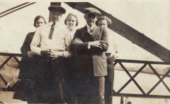 L to R - ? - James Elwood Gayle, Sr.- Edith Gayle Bradshaw - Ross Bradshaw - Louise Gayle Sutton on Reid's Ferry Bridge